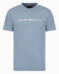 Emporio Armani OFFICIAL STORE T-shirt In Jersey Pima Con Stampa Logo Grigio