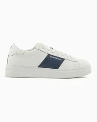 Emporio Armani OFFICIAL STORE Sneakers In Pelle Con Dettaglio Logato Blu