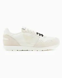 Emporio Armani OFFICIAL STORE Sneakers In Mesh Con Dettagli Suede E Patch Aquila Bianco