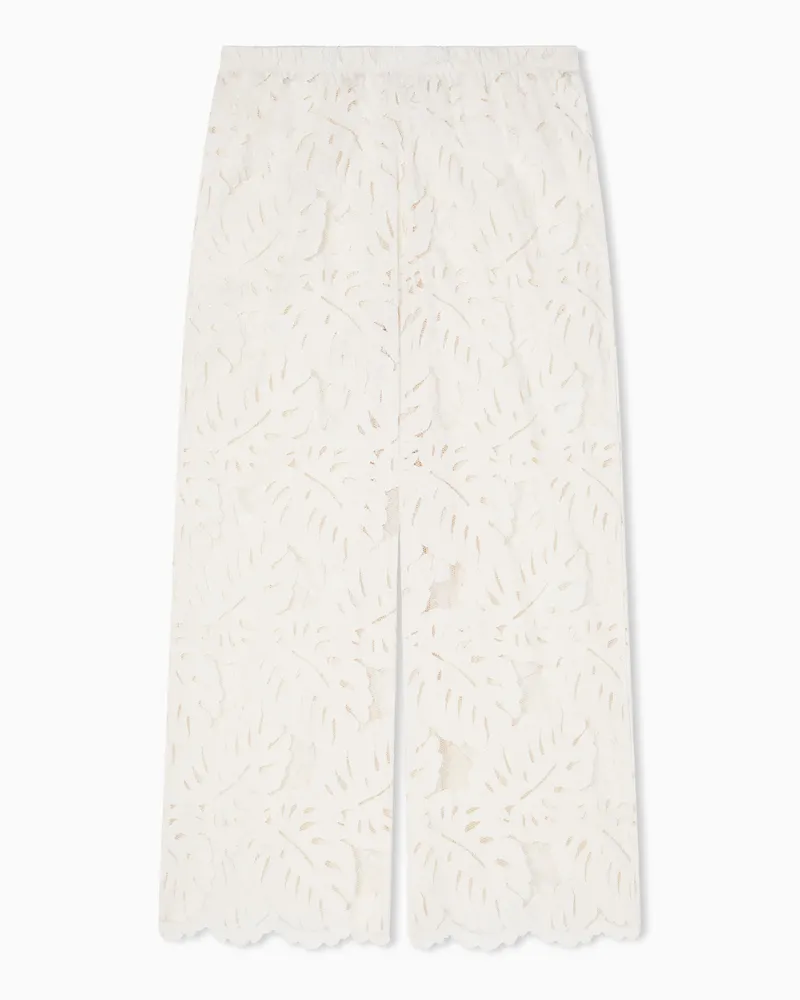 Emporio Armani Pantaloni beachwear in pizzo pattern foliage ASV Bianco