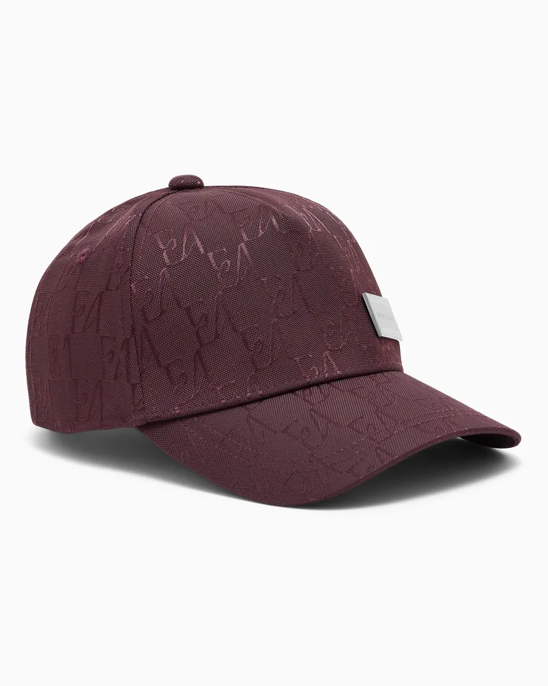 Emporio Armani Cappello baseball regolabile con motivo logo in rilievo Bordeaux