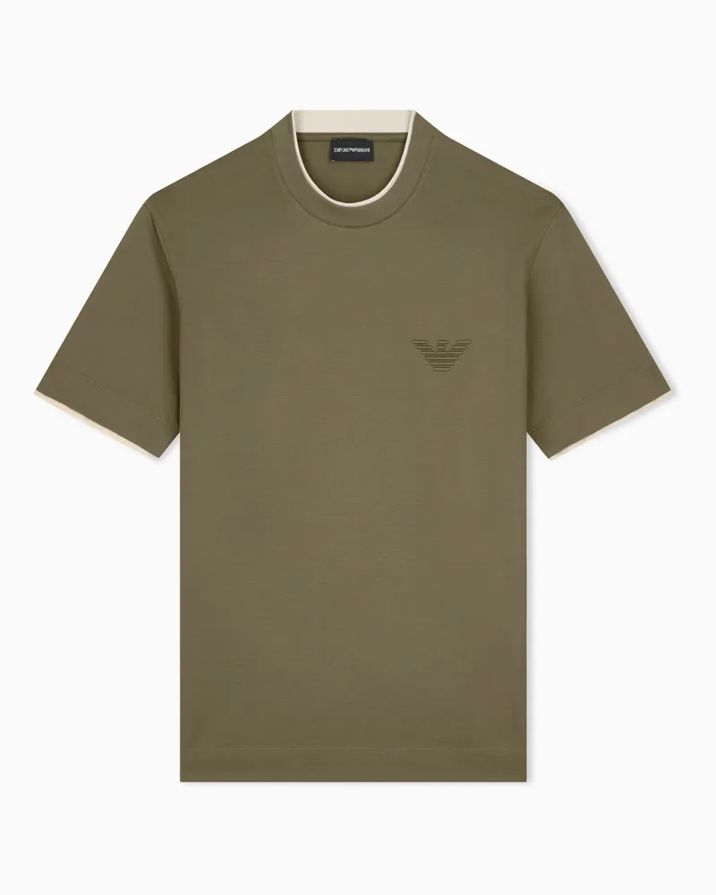 Emporio Armani T-shirt in jersey misto lyocell con logo EA bombé Verde