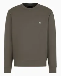 Emporio Armani OFFICIAL STORE Felpa Girocollo Con Micro Patch Logo Verde