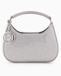 Emporio Armani OFFICIAL STORE Mini Bag Hobo In Raso Con Strass Argento