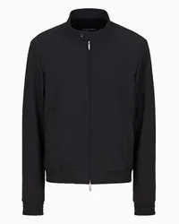 Emporio Armani OFFICIAL STORE Blouson Collo Guru In Jersey Tecnico Con Microfantasia Effetto 3d Nero