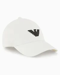 Emporio Armani OFFICIAL STORE Cappello Baseball Beachwear Con Ricamo Aquila A Rilievo Bianco