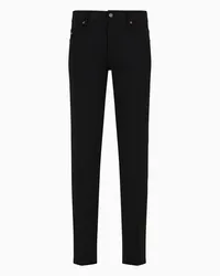 Emporio Armani OFFICIAL STORE Pantaloni Cinque Tasche J05 Slim Fit In Tessuto Canneté Nero