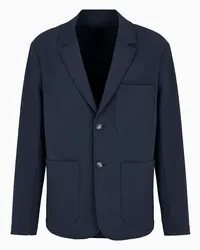 Emporio Armani OFFICIAL STORE Giacca Monopetto In Tessuto Seersucker Tecnico Blu