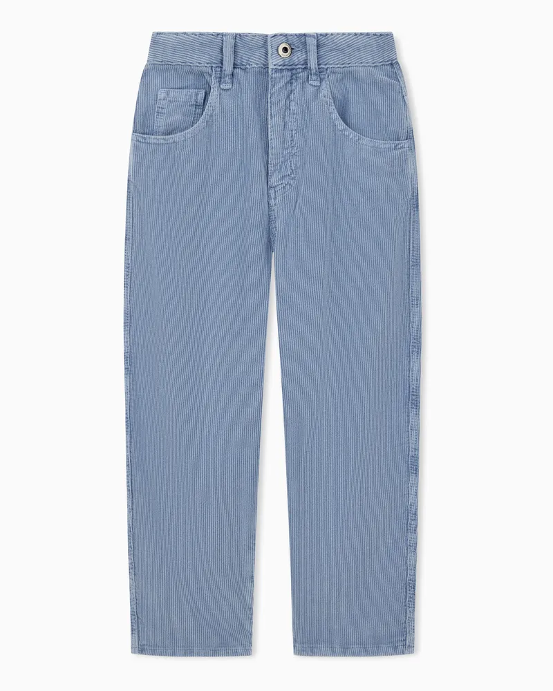 Emporio Armani Pantaloni 5 tasche regular fit in cotone millerighe Azzurro