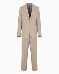 Emporio Armani OFFICIAL STORE Abito Monopetto In Tela Estiva Stretch Misto Lana E Seta Beige