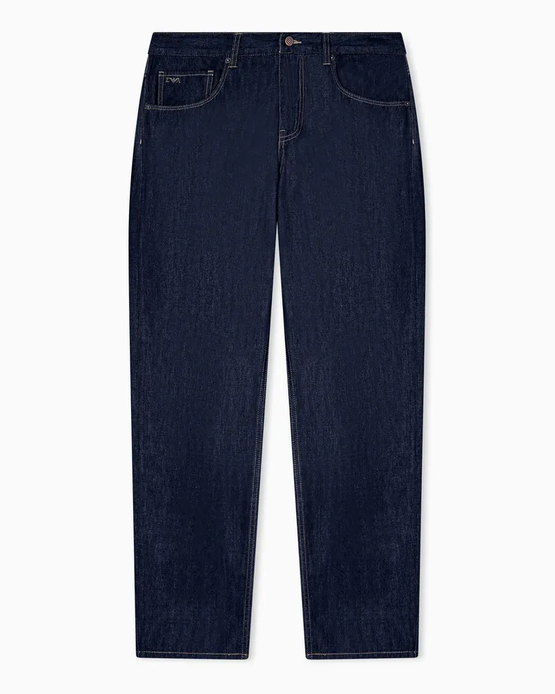 Emporio Armani Jeans J73 loose fit in denim leggero rinse wash Blu
