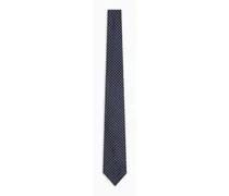 Emporio Armani OFFICIAL STORE Cravatta In Pura Seta Micro Check Jacquard Blu