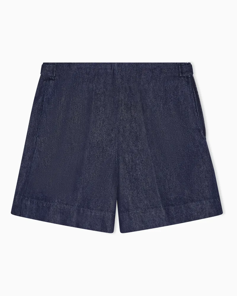 Emporio Armani Shorts in denim 11 oz con dettaglio cinturino Blu