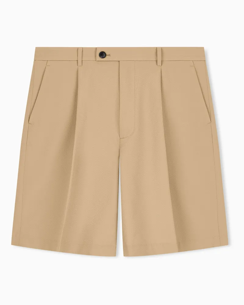 Emporio Armani Bermuda imbottiti in seersucker con dettagli in maglia Beige