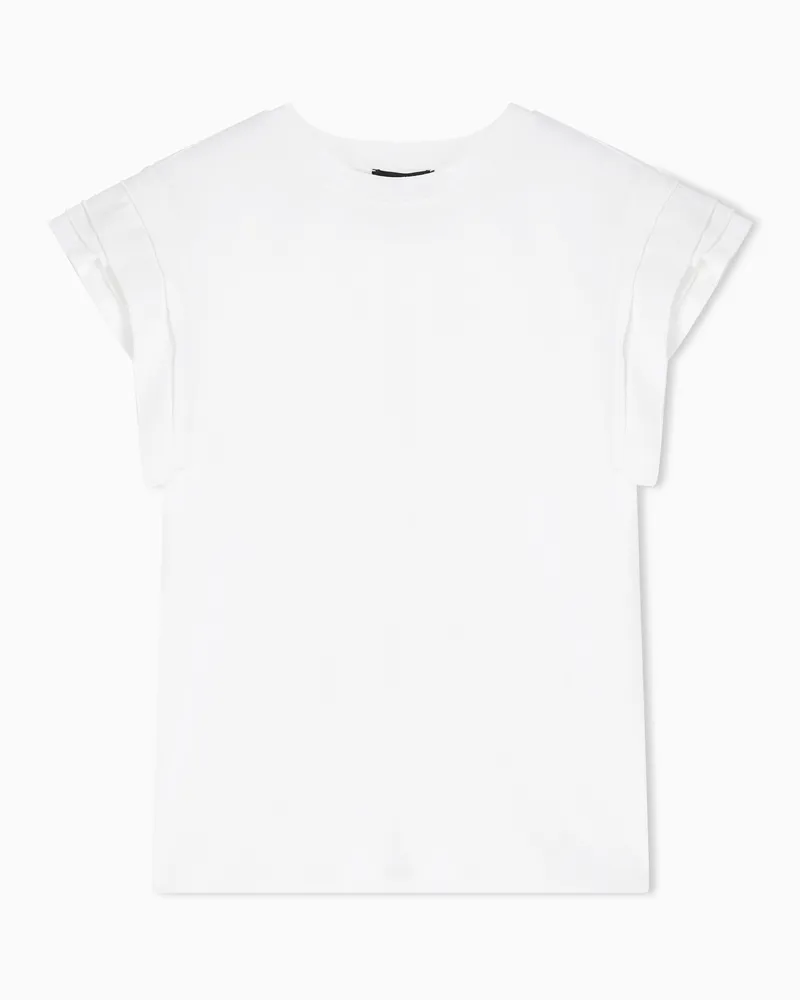 Emporio Armani T-shirt in jersey con volant su maniche ASV Bianco