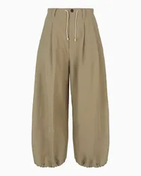 Emporio Armani OFFICIAL STORE Pantaloni Ampi Con Coulisse Sul Fondo In Tessuto Tecnico Beige