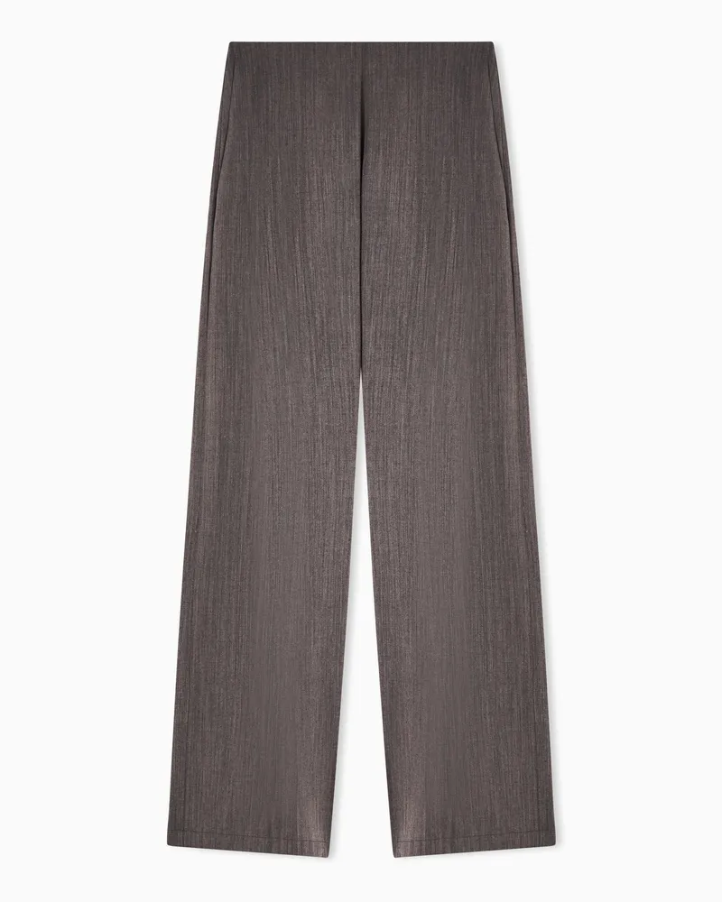 Emporio Armani Pantaloni con piega laterale in fresco lana Marrone