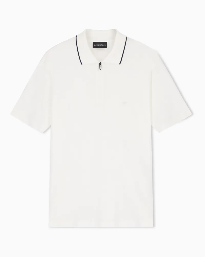 Emporio Armani Polo in jersey misto lyocell Travel Essential Bianco