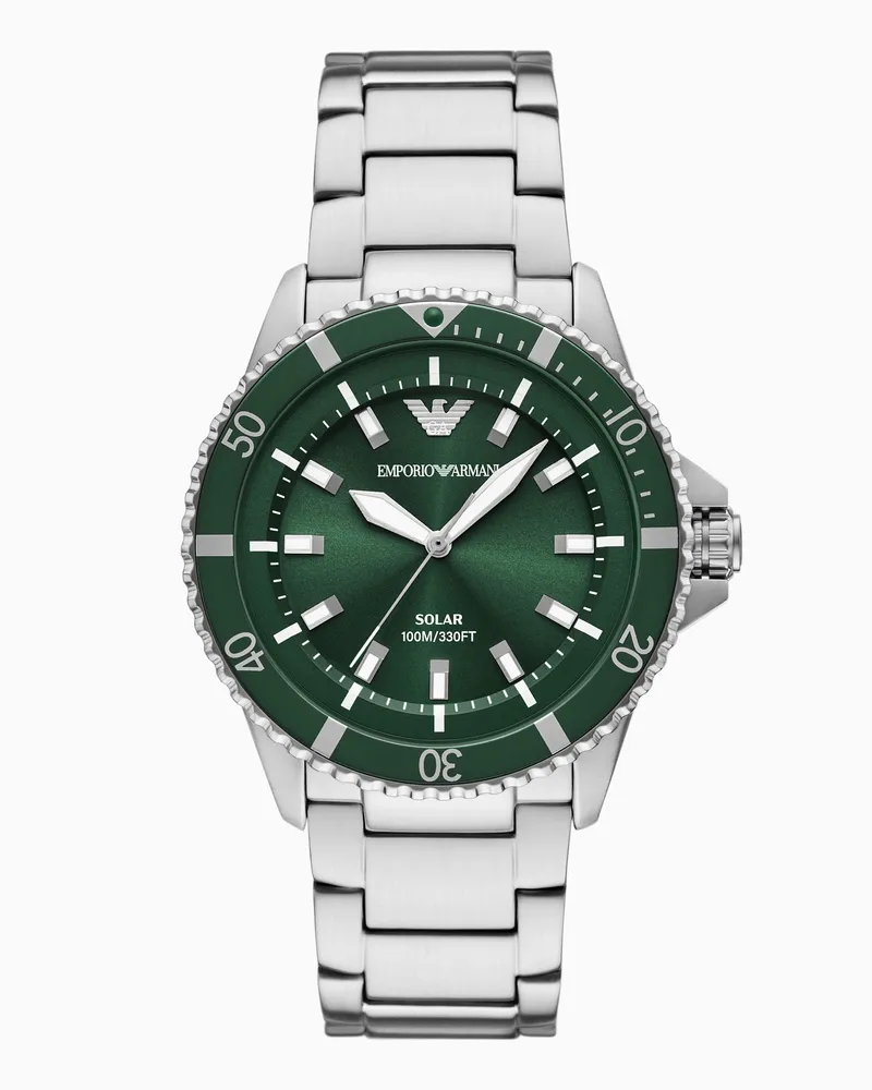 Emporio Armani Orologio World Explorer a tre lancette in acciaio inossidabile a energia solare Multicolore