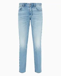 Emporio Armani OFFICIAL STORE Jeans J06 Slim Fit In Denim 12,2 Oz Stone Wash Con Venature Blu