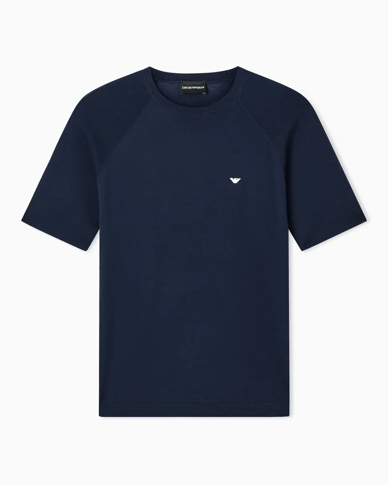 Emporio Armani Maglia in misto lyocell rasato Blu