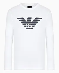 Emporio Armani OFFICIAL STORE Maglia In Jersey Pima Con Stampa Logo Bianco