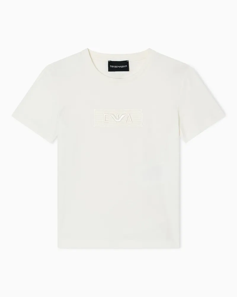 Emporio Armani T-shirt in jersey con patch ricamo EA Bianco