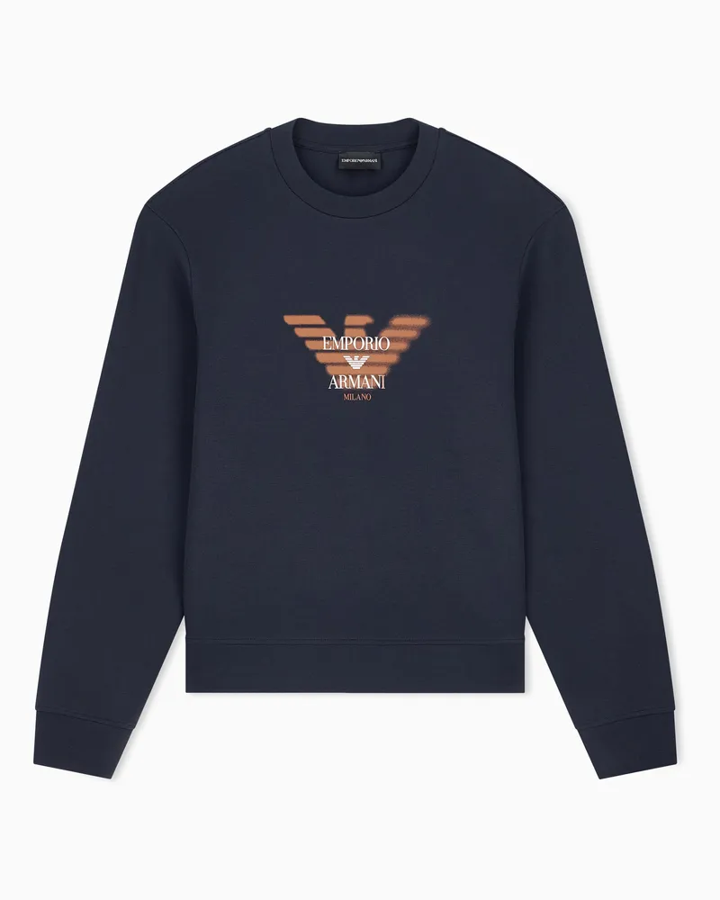 Emporio Armani Felpa in double jersey con logo Blu