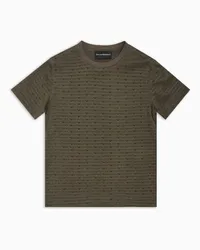 Emporio Armani OFFICIAL STORE T-shirt In Jersey Misto Lyocell Con Logo Flock All Over Asv Militare