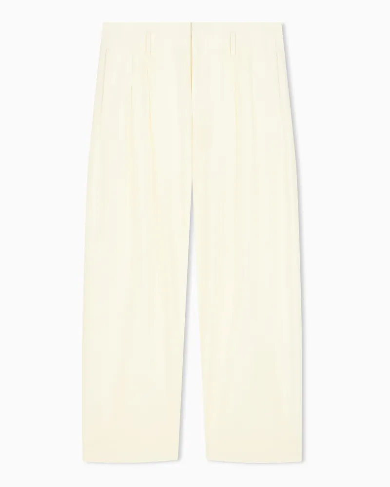 Emporio Armani Pantaloni in lana vergine stretch e viscosa Bianco