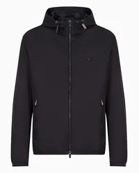 Emporio Armani OFFICIAL STORE Blouson In Nylon Water Repellent Con Cappuccio E Patch Logo Blu