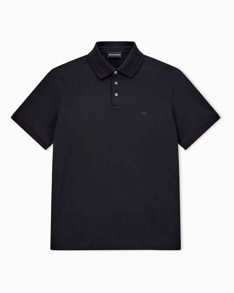 Emporio Armani Polo in piquet con ricamo logo Blu