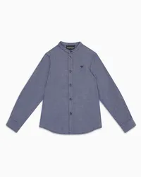 Emporio Armani OFFICIAL STORE Camicia Collo Guru In Cotone Micro Operato Blu