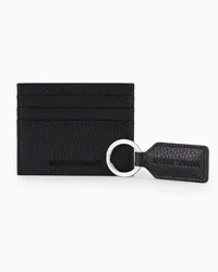 Emporio Armani OFFICIAL STORE Gift Box Con Portacarte E Portachiavi In Pelle Bottalata Nero