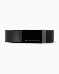 Emporio Armani OFFICIAL STORE Cintura In Pelle Granata Con Placca Nero