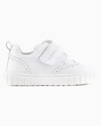 Emporio Armani OFFICIAL STORE Sneakers Con Dettaglio Coda Di Rondine E Velcro In Pelle Soft Bianco