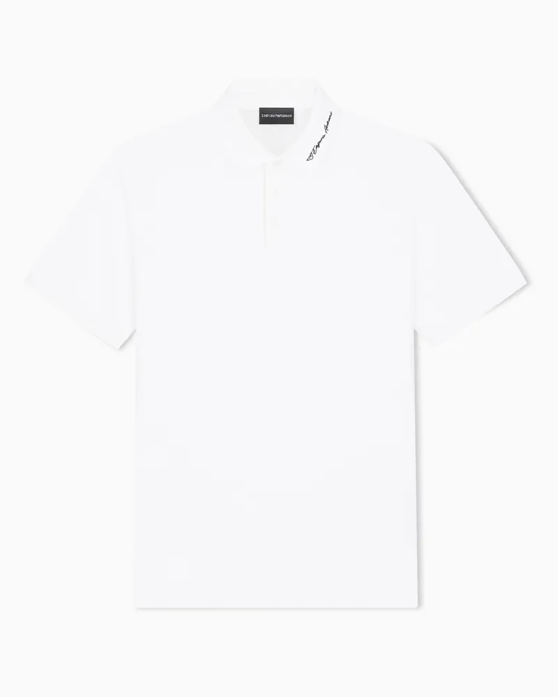 Emporio Armani Polo in piquet con ricamo logo Bianco