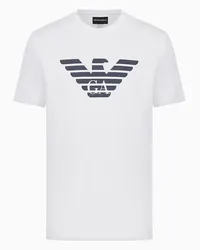 Emporio Armani OFFICIAL STORE T-shirt In Jersey Pima Con Stampa Logo Bianco