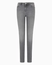 Emporio Armani OFFICIAL STORE Jeans J18 Vita Alta E Gamba Skinny In Denim Stretch Organico Used Look Asv Grigio