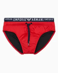 Emporio Armani OFFICIAL STORE Costume Slip In Microfibra Riciclata Logoband Asv Rosso