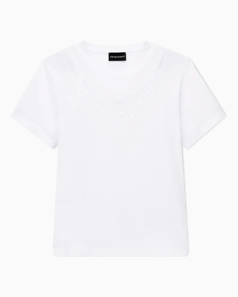 Emporio Armani T-shirt girocollo in jersey di cotone con motivo catene Bianco