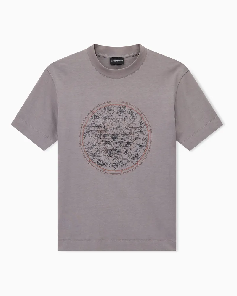 Emporio Armani T-shirt in jersey heavy con stampa e aquila Capsule Hong Kong Grigio
