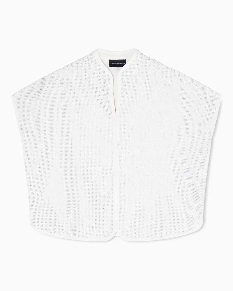 Emporio Armani Top in drill con micro borchie all over Bianco
