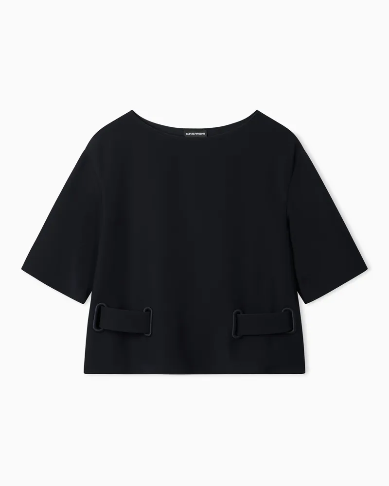 Emporio Armani Top in tecno cady con dettaglio cintura Blu