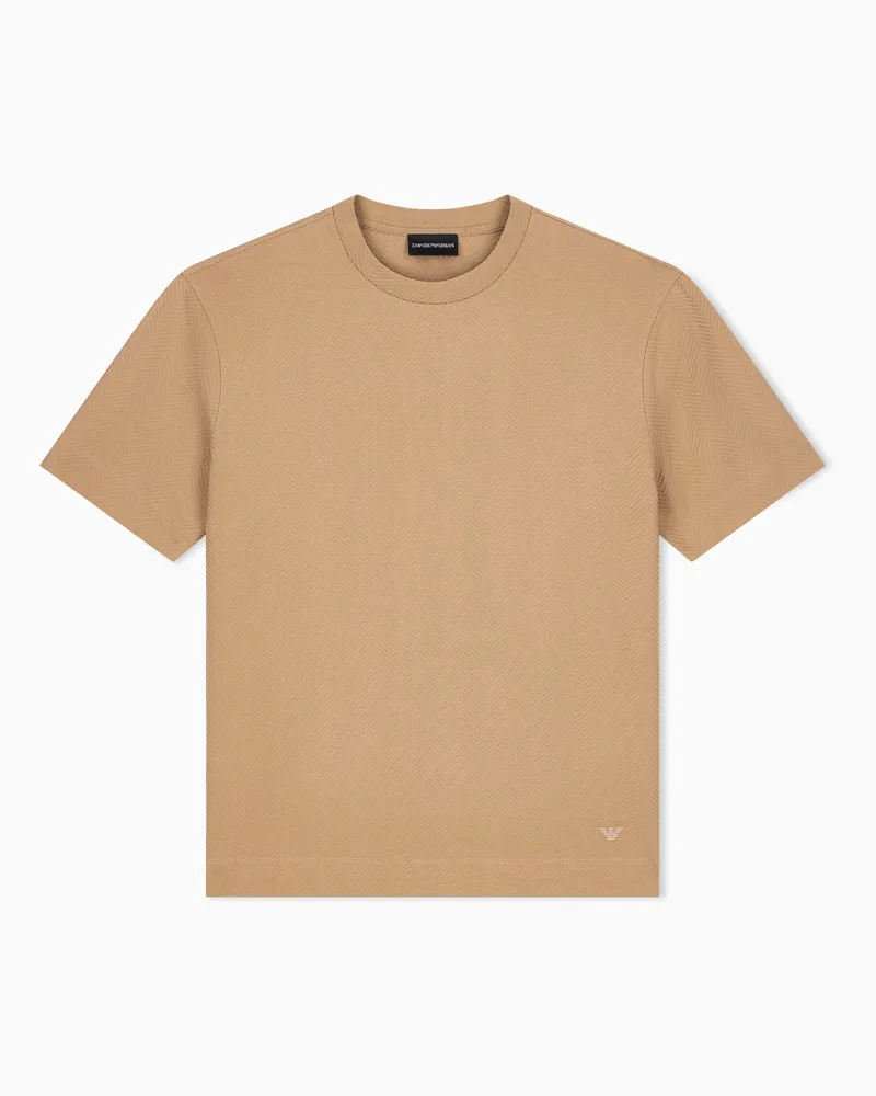 Emporio Armani T-shirt in jersey jacquard Beige