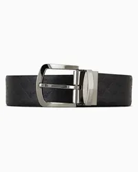 Emporio Armani OFFICIAL STORE Cintura In Pelle Reversibile Con Monogram All Over Nero