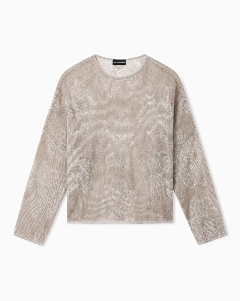 Emporio Armani Maglione con motivo jacquard floreale bicolore Beige