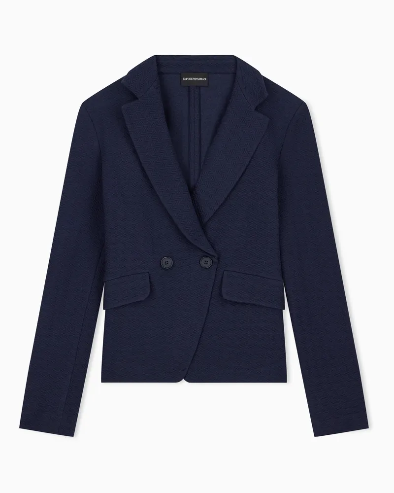 Emporio Armani Blazer sfoderato in jersey jacquard con motivo a rilievo Blu