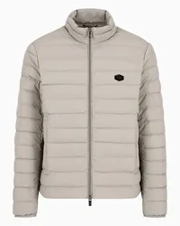 Emporio Armani OFFICIAL STORE Piumino Full Zip In Nylon Trapuntato Con Patch Logo Aquila Beige