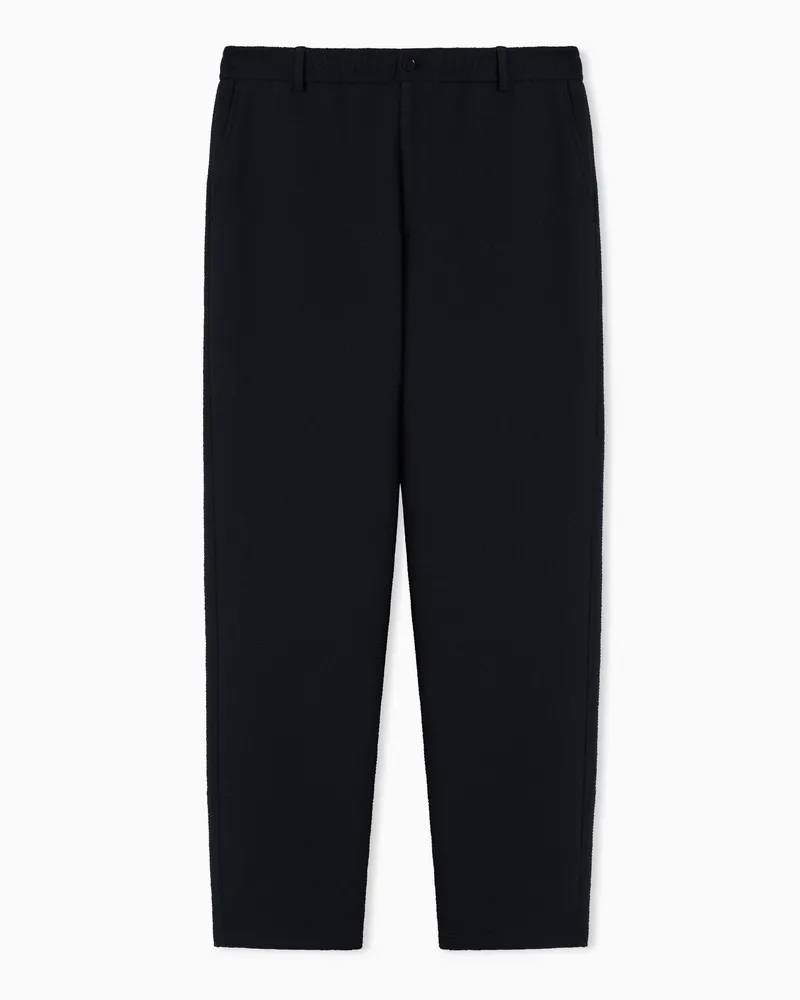 Emporio Armani Pantaloni in tessuto pattern goffrato Icon Blu